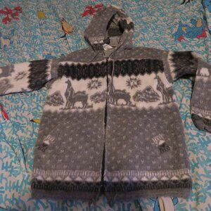 Artesanias Tuntaquimba Wool Zip Jacket Kids 10 Aztec Southwestern Llama Ecuador